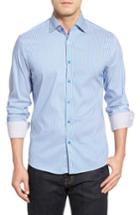 Men's Stone Rose Technical Stripe Sport Shirt (xl) - Blue