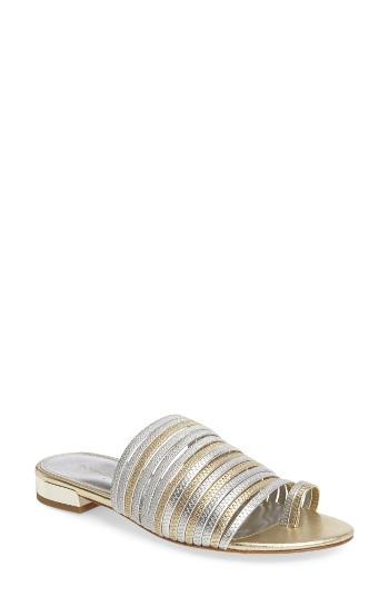 Women's Donald J Pliner Frea Strappy Sandal M - Metallic