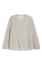 Women's Madewell Stripe Flare Sleeve Shirt - White