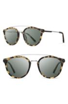 Women's Shwood Kinsrow 49mm Polarized Round Sunglasses - Matte Havana/ G15