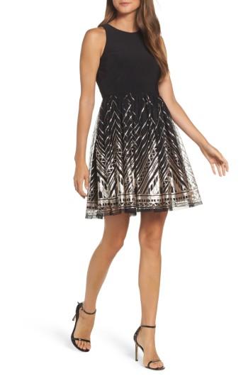 Women's Vince Camuto Sequin Fit & Flare Dress - Black