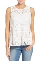 Women's Halogen Cotton Lace Ruffle Hem Tank - Ivory