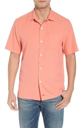 Men's Tommy Bahama Oasis Jacquard Silk Sport Shirt, Size - Pink