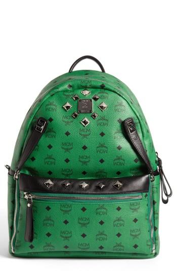 Mcm 'studded - Medium' Coated Canvas Backpack -