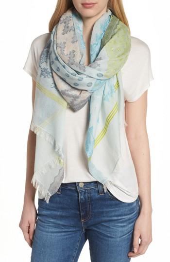 Women's Echo Patchwork Print Silk Scarf, Size - Blue/green