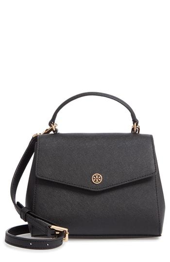 Tory Burch Robinson Small Leather Satchel - Black