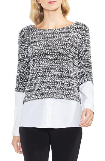 Women's Vince Camuto Metallic Knit Mix Media Top