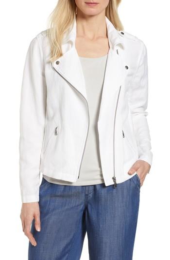 Women's Nic+zoe Linen Blend Biker Jakcet - Blue