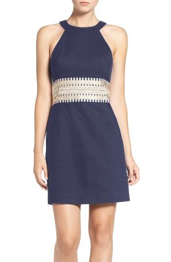 Women's Lilly Pulitzer 'ashlyn' Lace Waist Cotton Sheath Dress - Blue