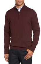 Men's Nordstrom Men's Shop Half Zip Cotton & Cashmere Pullover, Size - Burgundy