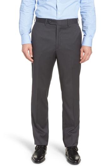 Men's John W. Nordstrom Torino Traditional Fit Flat Front Solid Trousers - Metallic