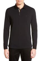 Men's Burberry Brit 'oxford' Long Sleeve Polo - Black