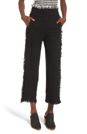 Women's Moon River Fringe Trim Wide Leg Pants - Black