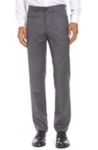 Men's Monte Rosso Flat Front Solid Stretch Wool Trousers - Grey