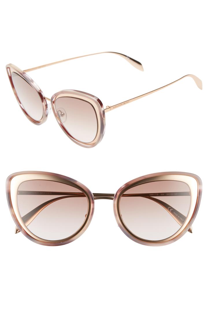 Women's Alexander Mcqueen 54mm Gradient Cat Eye Sunglasses - Black/ Silver