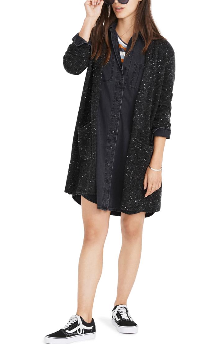 Women's Madewell Donegal Kent Cardigan Sweater, Size - Grey