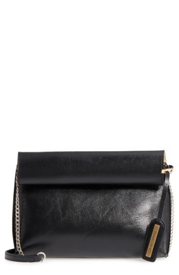 Street Level Rolltop Faux Leather Clutch - Black