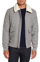 Men's Michael Kors Fleece Collar Wool Blend A-2 Jacket, Size - Grey