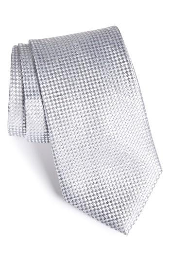 Men's Nordstrom Men's Shop 'nate' Solid Silk Tie, Size X-long - Grey