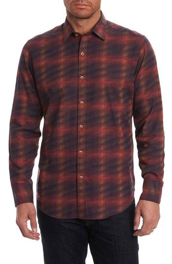 Men's Robert Graham Lumberman Tailored Fit Sport Shirt, Size - Red