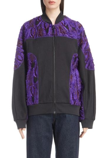 Women's Dries Van Noten Textured Bomber Jacket - Black