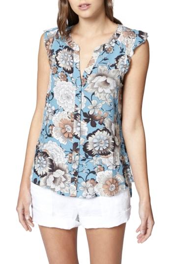 Women's Sanctuary Ruffled Print Shell - Coral