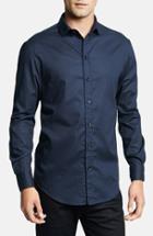 Men's Armani Collezioni Geometric Textured Sport Shirt - Blue