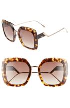 Women's Fendi 53mm Square Gradient Sunglasses - Dark Havana