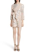 Women's Self-portrait Metallic Fil Coupe Ruffle Minidress - Pink