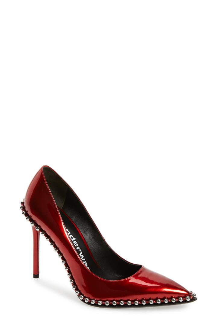 Women's Alexander Wang Rie Stud Pointy Toe Pump Us / 35eu - Red
