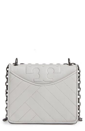 Tory Burch Chevron Quilted Leather Crossbody Bag - Grey