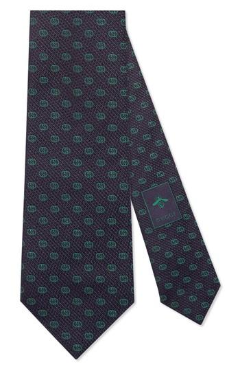 Men's Gucci Gg Tinev Silk Jacquard Tie, Size - Blue