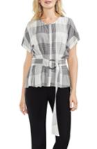 Women's Vince Camuto Plaid Belted Top, Size - Black