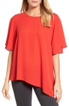 Women's Halogen Short Sleeve Asymmetrical Top - Coral
