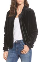 Women's Soprano Ruched Velvet Bomber - Black