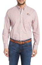 Men's Cutter & Buck Denver Broncos - Gilman Regular Fit Plaid Sport Shirt, Size - Orange