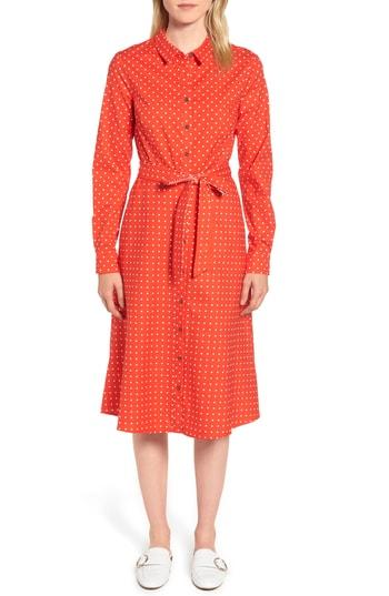 Women's Boden Posy Polka Dot Shirtdress L - Red