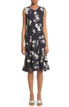 Women's Erdem Neo Floral Print Jersey Ruffle Hem Dress Us / 6 Uk - Black