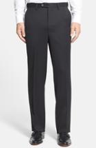 Men's Berle Self Sizer Waist Flat Front Wool Gabardine Trousers X 32 - Blue