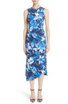 Women's Michael Kors Draped Floral Print Sheath Dress - Blue