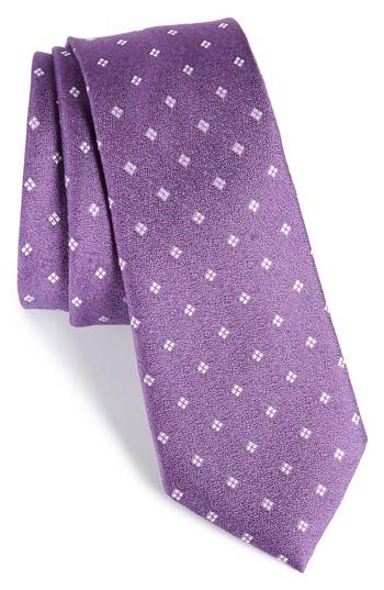 Men's Calibrate Moten Neat Silk Skinny Tie, Size - Purple