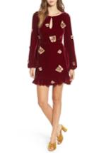 Women's For Love & Lemons Papillon Applique Velvet Swing Dress