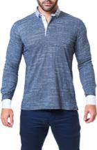 Men's Maceoo Newton Trim Fit Check Long Sleeve Polo (s) - Blue