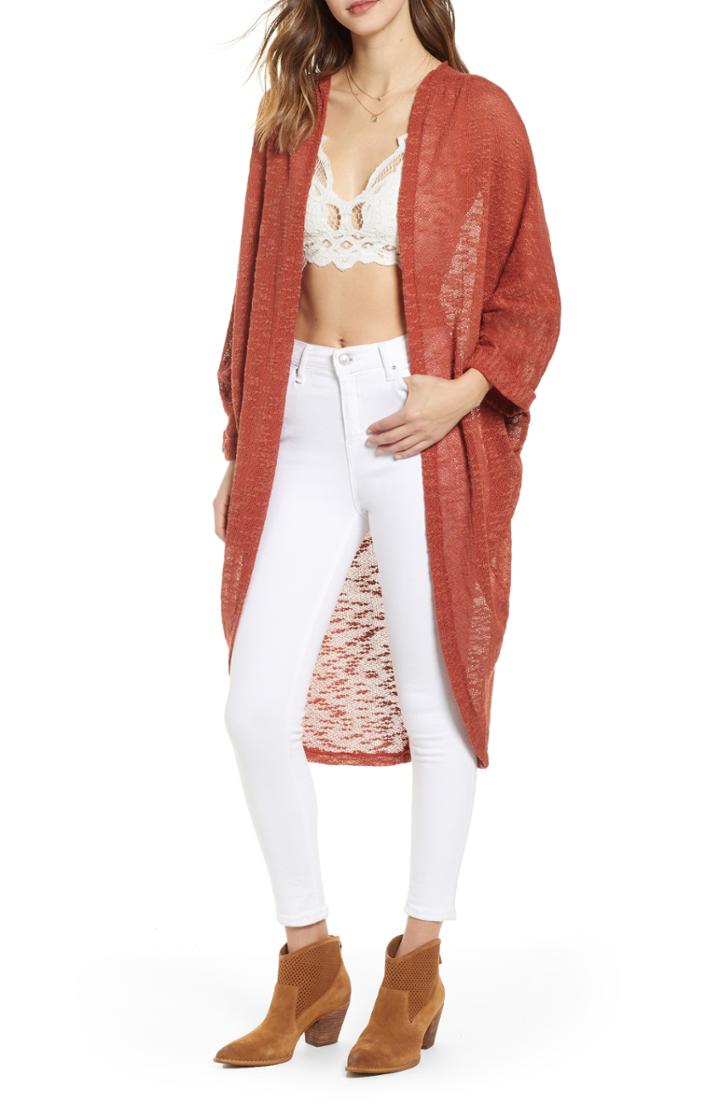 Women's Free People Promenade Cocoon Cardigan, Size - Red