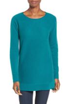 Women's Halogen High/low Wool & Cashmere Tunic Sweater - Blue/green