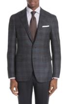 Men's Canali Classic Fit Plaid Wool Sport Coat Us / 58 Eu L - Grey