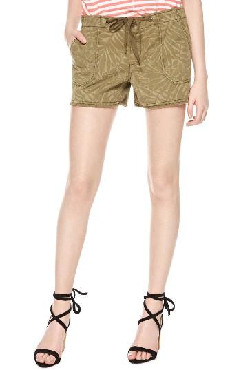 Women's Sanctuary Playa Print Tie Waist Shorts - Green