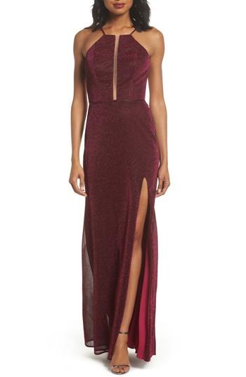 Women's La Femme Sparkle Sheath Gown - Pink
