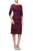 Women's Alex Evenings Embroidered Sequin Sheath Dress - Purple
