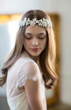 Brides & Hairpins Fiora Crystal Halo & Sash, Size - Grey